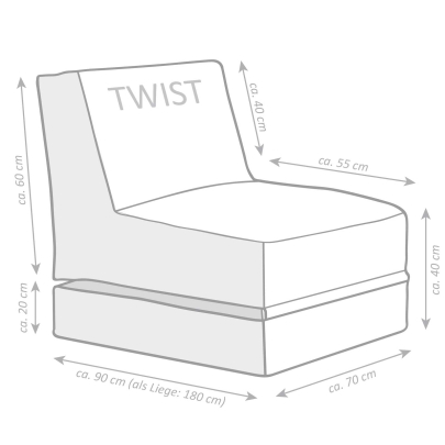 MAGMA SITTING POINT Outdoor Sitzsack / Liege OUTSIDE TWIST ca. 90x70x80cm / als Liege 180x70x60cm