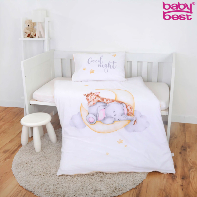 HERDING Kinderbettwäsche Set 100 x 135 cm sleeping on the moon
