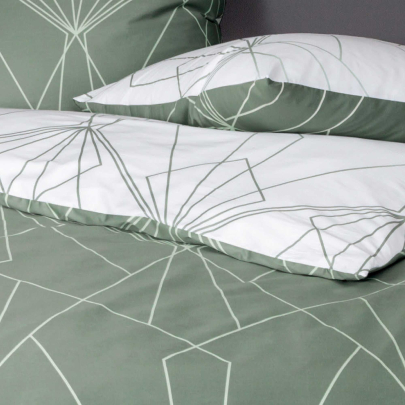 JANINE JD Mako Satin 87054 Wende-Bettwäsche salbeigrün jade 155 x 200 cm / 80 x 80 cm